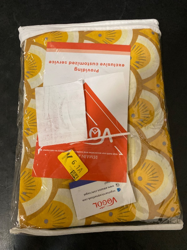 Photo 1 of Window Room Grommet Curtain Drapes for Bedroom and Living Room, Set of 2 Curtains & Panels, 52 x 84 Inches, Yellow Geo Pattern in White