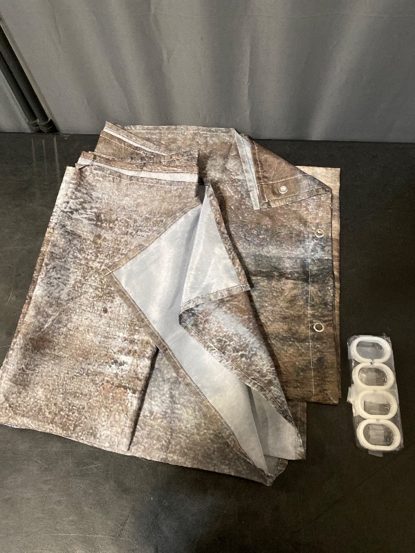 Photo 1 of Tan Brown Rustic Shower Curtain Set, Abstract Wood Fabric Shower Curtains for Fall Bathroom Decor, Copper Vintage Cloth Art Bathroom Shower Curtain, 72 x 72