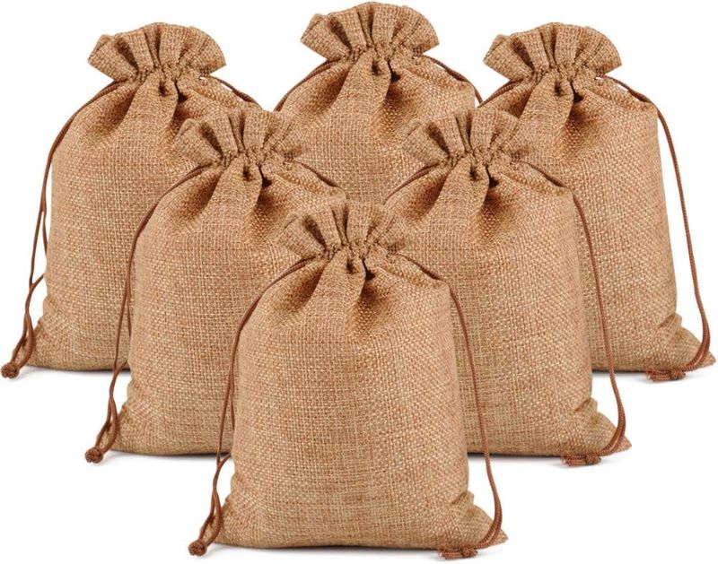 Photo 1 of 100PCS Burlap Gift Bags Wedding Hessian Jute Bags Linen Jewelry Pouches with Drawstring for Birthday, Party, Wedding Favors, Present, Art and DIY Craft (100Pcs, Coffee, 7” x 9”)