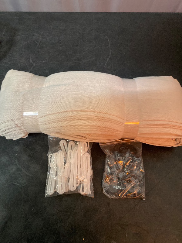 Photo 1 of Natural Memory Trained Pinch Pleated Curtains Drapes, Thick Linen Blend Privacy Light Filtering Window Curtains, Linen Textured Pleated Curtain with Hooks&Clips, Triple Pleat Memory Shape Curtain