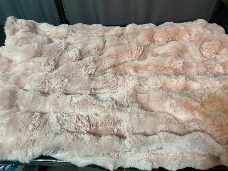 Photo 1 of Light Pink Throw Blanket Fluffy Fuzzy Soft Blanket for Couch Faux Rabbit Fur Blanket Bubble for Bed Living Room Gift for Women,50 * 60 Inches