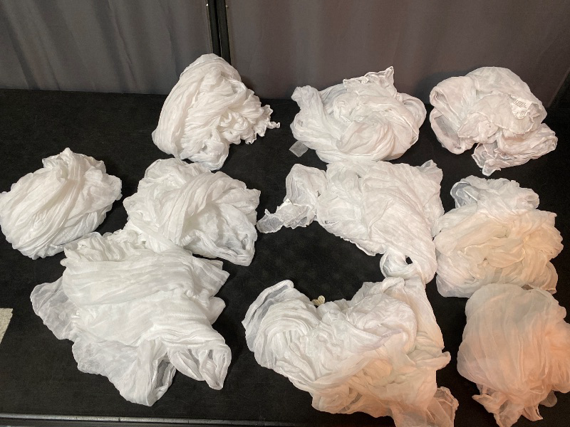 Photo 1 of 10 Pack White Cheesecloth Table Runner Gauze Rustic Sheer 35 x 70 inch White Cheese Cloth Table Runners for Wedding Party Bridal Shower Decor