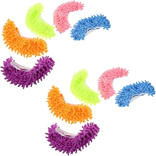 Photo 1 of 10pcs Washable Duster Slippers for Floor Cleaning Reusable Chenille Fiber Mop Shoes for Home Office Kitchen Color Coded Cleaning Socks for Easy Use High Absorption