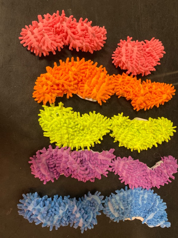 Photo 1 of 10pcs Washable Duster Slippers for Floor Cleaning Reusable Chenille Fiber Mop Shoes for Home Office Kitchen Color Coded Cleaning Socks for Easy Use High Absorption