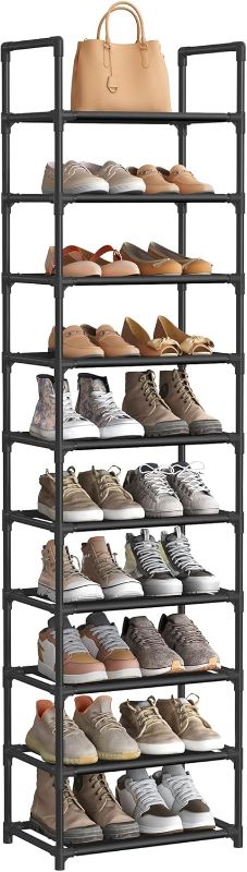 Photo 1 of SONGMICS Shoe Rack, 10-Tier Shoe Shelf, Shoe Storage Organizer, 11 x 17.7 x 68 Inches, Metal Frame, Non-Woven Fabric Shelves, for Entryway, Bedroom, Black ULSH010B02