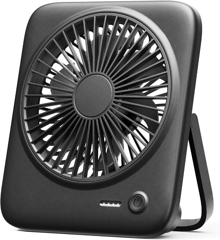 Photo 1 of Personal Portable Desk Fan Battery Powered, 4000mAh Small USB Rechargeable Portable Fans Battery Operated for Travel Sleeping Bedroom Office Home Table, Cordless Quiet 4-Speed 6.5 Inch (Black)