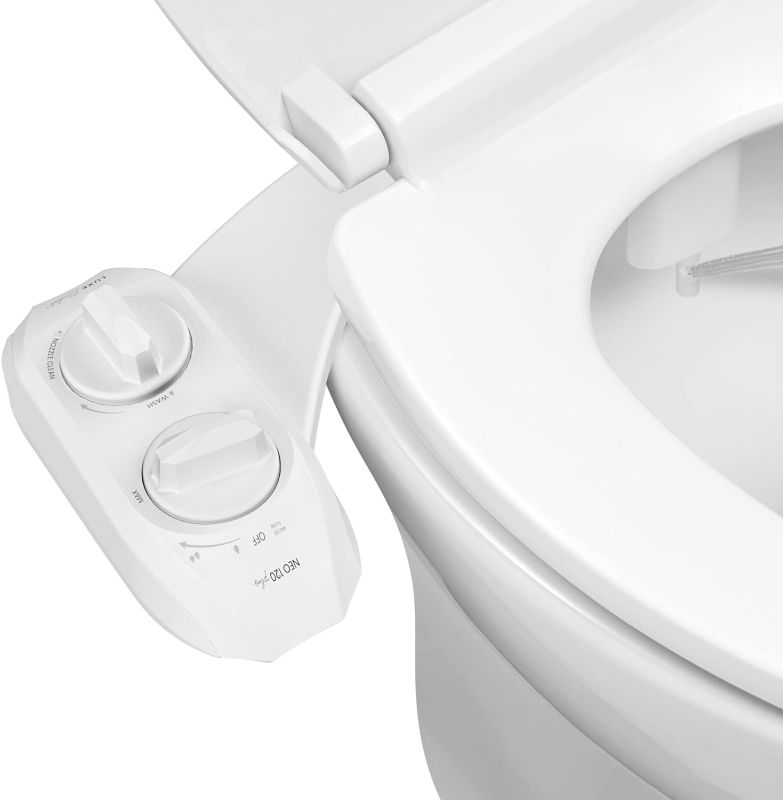 Photo 1 of LUXE Bidet NEO 120 Plus - Patented Bidet Attachment for Toilet Seat, Innovative Hinges to Clean, Slide-in Easy Install, Advanced 360° Self-Clean, Single Nozzle, Rear Wash (White)