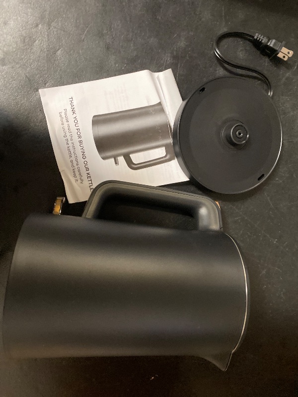 Photo 1 of Electric Kettle, 1.7L Double Wall Stainless Steel Cool Touch, Water Boiler & Heater, 1500W Hot Tea Pot, Auto Shut-Off & Boil Dry Protection, BPA-Free, Cordless Base & LED Indicator, Black