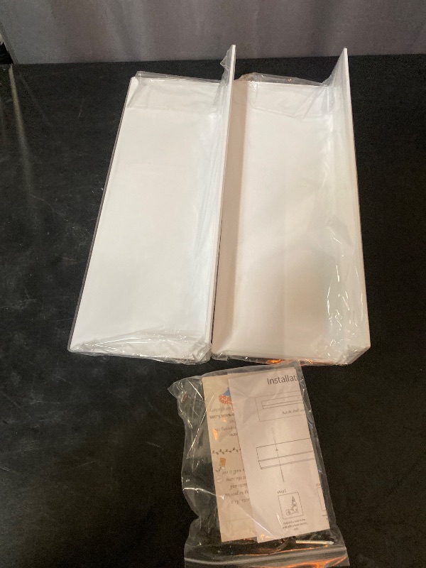 Photo 1 of 2 Pack White Acrylic Floating Shelves 17 Inches, Wall Hanging Bathroom Shelves, Wall Storage Shelf for Kitchen, Dining Room, Living Room, Bedroom, Bathroom, Retail, Supermarket