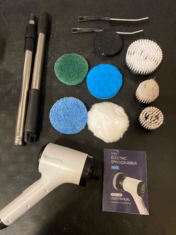 Photo 1 of Electric Spin Scrubber: Crodless Power Spin Scrubber with Long Handle and Dual Speeds for Cleaning Bathroom Tub Tile Floor Include Cleaning Brush
