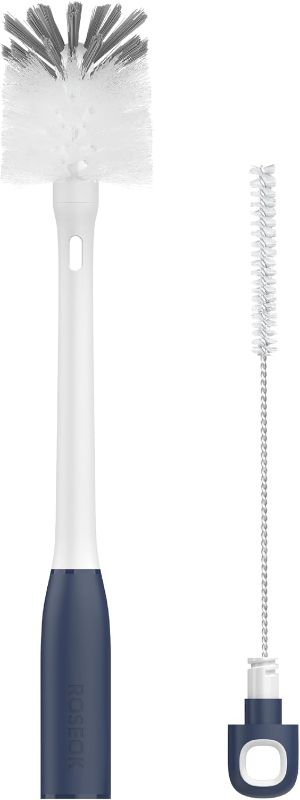Photo 1 of 2 in 1 Long Handle Bottle Brush with Straw Brush for Cleaning Glass, Sports Bottle, Coffee Mug,Navy Blue,1 Pack