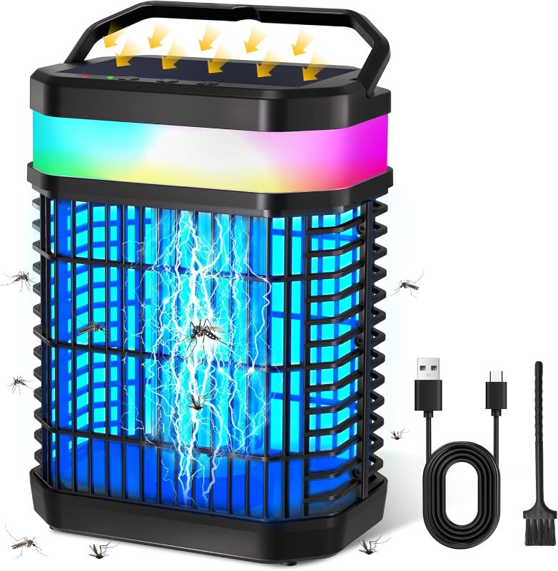 Photo 1 of Bug Zapper Outdoor, 2025 Upgraded Mosquito Zapper 3 in 1 Rechargeable Bug Zapper Outdoor with 5000mAh Battery & LED Night Light, 4000V Electric Fly Zapper for Outside Patio, Backyard, Garden, Camping
