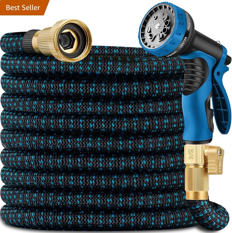 Photo 1 of Expandable Garden Hose - 50 ft Expanding Water Garden Hoses, No Kink Lightweight Flexible Hose with 3/4" Solid Fittings and 4-Layer Latex Cores - 50ft Retractable Stretch Car Washing Pipes