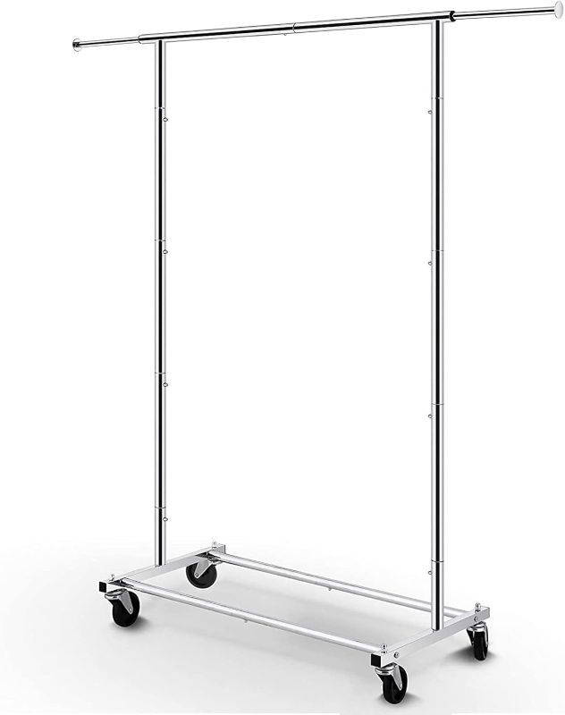Photo 1 of Simple Trending Standard Rod Clothing Garment Rack, Rolling Clothes Organizer on Wheels for Hanging Clothes, Gold