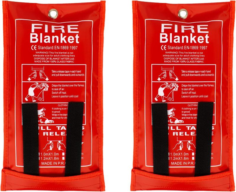 Photo 1 of Fire Blanket for Home, Fiberglass Fire Blankets Emergency for People, 2 Pack - Fire Suppression Blanket for Kitchen 40x40 Inch