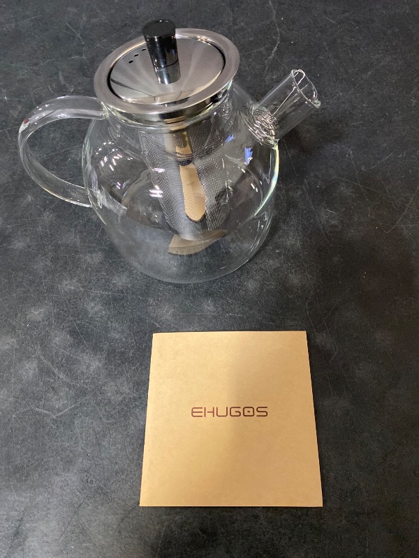 Photo 1 of 1500ml(50oz) Glass Teapot with Removable Infuser, Ehugos Stovetop Safe Large Tea Pot, Blooming and Loose Leaf Hand Crafted Kettle for Women and Adult with Stainless Infuser