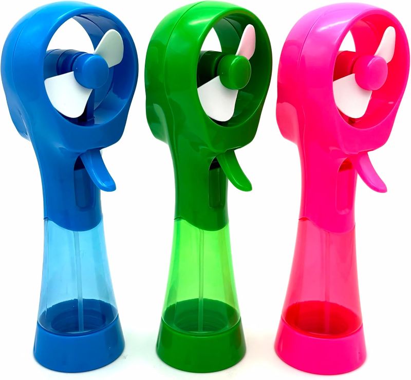 Photo 1 of 3 Pack Elite Battery Powered Handheld Water Misting Fans Personal Outdoor Cooling Fan (Blue/Green/Pink)