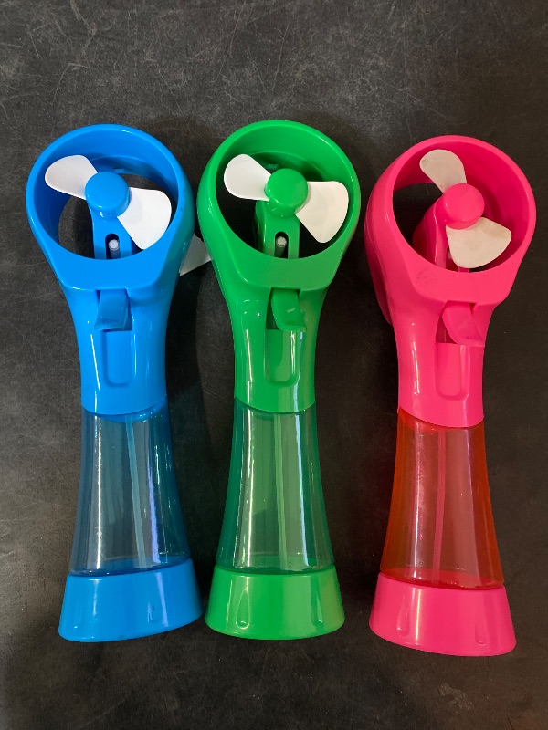 Photo 1 of 3 Pack Elite Battery Powered Handheld Water Misting Fans Personal Outdoor Cooling Fan (Blue/Green/Pink)