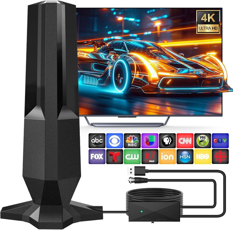 Photo 1 of 2025 TV Antenna for Local Channels,Strongest TV Antenna Indoor 1900 Miles Range,HDTV Antennas Support 8K, 4K, 1080P for All TVs,Digital Antennas Easy Installation -HDTV Antena 25ft Coax Cable Antenne