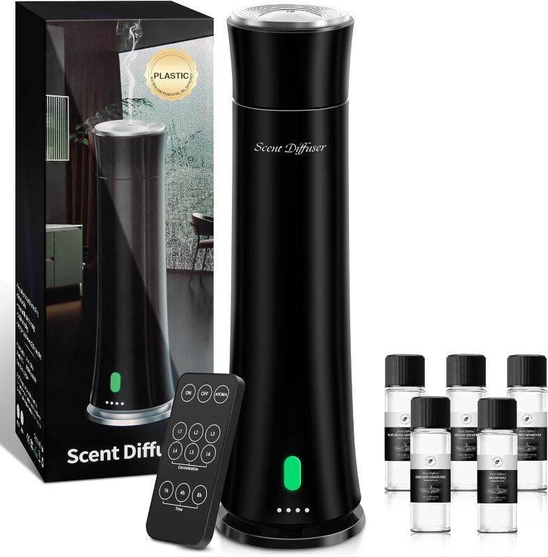 Photo 1 of Hotel Scent Diffuser Starter Kit - 1500 Sq Ft Coverage, Premium Plastic Essential Oil Diffuser, Waterless Diffuser for Home, Hotel, Office, 5 Scent Essential Oils Included, Large Room, Black, 11In