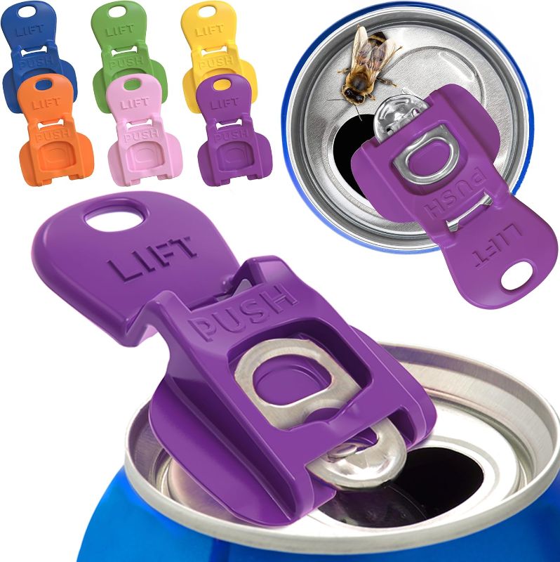 Photo 1 of Complete Cover Easy Tab Opener New and Improved 6PK Beverage Barricade 2.0 by Avant Grub. Colorful Drink Can Protector Cap for Soda, Beer, Coke Shields From Bugs, Bees, Dust at the Party, BBQ, Beach