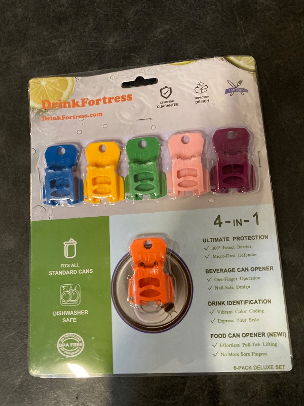 Photo 1 of Complete Cover Easy Tab Opener New and Improved 6PK Beverage Barricade 2.0 by Avant Grub. Colorful Drink Can Protector Cap for Soda, Beer, Coke Shields From Bugs, Bees, Dust at the Party, BBQ, Beach
