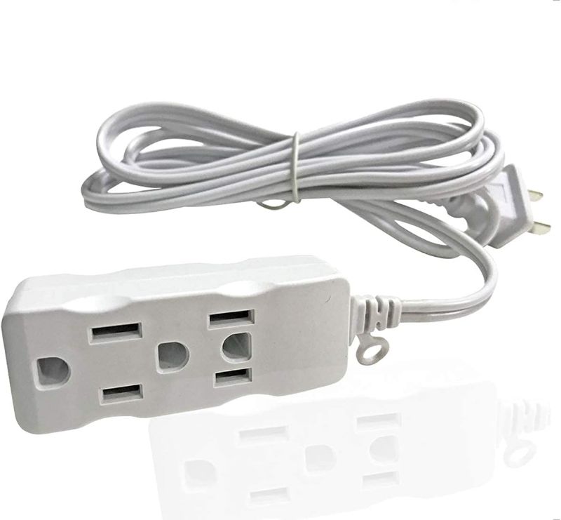 Photo 1 of Multi Plug Outlet Extender Box,3-Outlet Power Strip, Long Extension Cord, White (1.8m/6Ft)