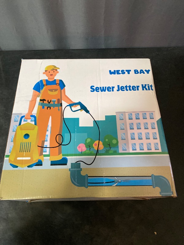 Photo 1 of Sewer Jetter Kit 100FT for Pressure Washer, 5800PSI Drain Cleaner Hose 1/4 Inch NPT Corner Rotating and Button Nose Sewer Jetting Nozzle Spanner Waterproof Tape Pearl Corsage Pin