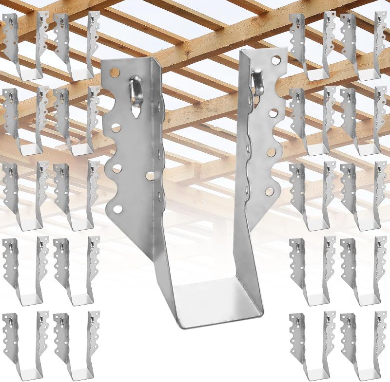 Photo 1 of 30Pcs 2x6 Joist Hangers for Wood, 18 Gauge Galvanizing Face Mount Joist Hangers, Joist Hanger 2x6 Hurricane Ties Brackets for Rafters for Floor Deck, Ceiling Joists, Wood, Roofs