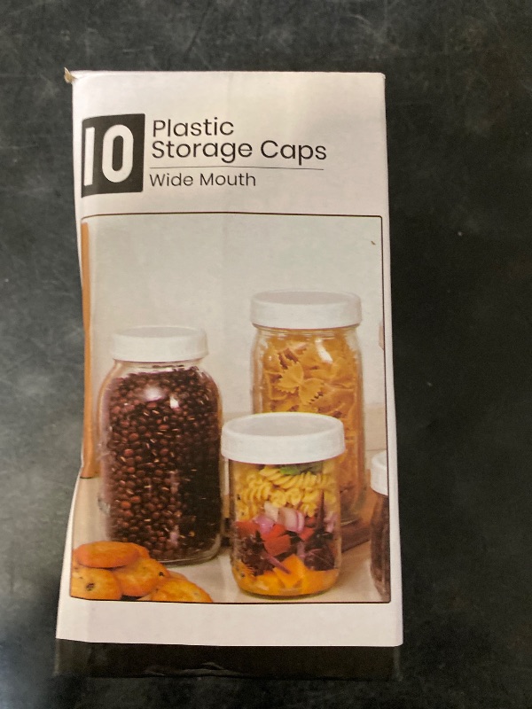 Photo 1 of  [10 Pack] WIDE Mouth Mason Jar Lids for Ball, Kerr and More - White Plastic Storage Caps for Mason/Canning Jars - Leak-Proof, Dishwasher Safe & Food Grade