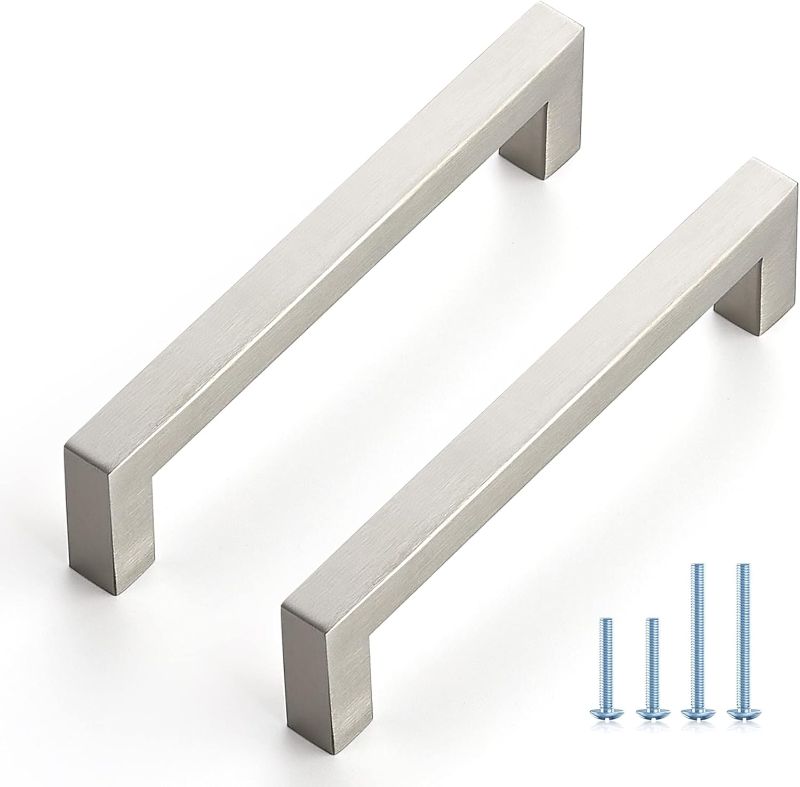 Photo 1 of Ravinte 30 Pack Cabinet Handles Square Cabinets Cupboard Handles Brushed Nickel Drawer Pulls Stainless Steel Kitchen Cabinet Pulls Cabinet Hardware Drawer Handles 5 inch Hole Center