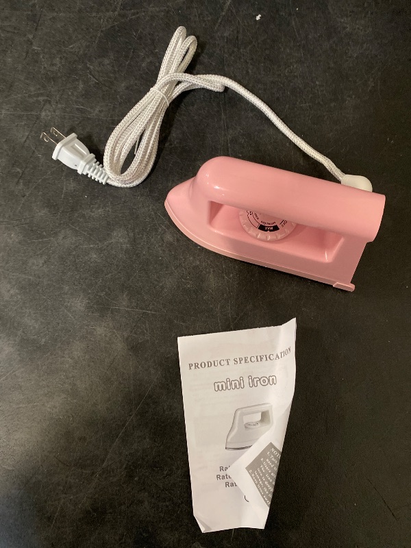Photo 1 of Mini Iron for Crafts Quilting, Travel Iron Household Iron Easy Iron Supplies Mini Electric Iron, Mini Heat Press Machine Sewing Sachine (Pink)