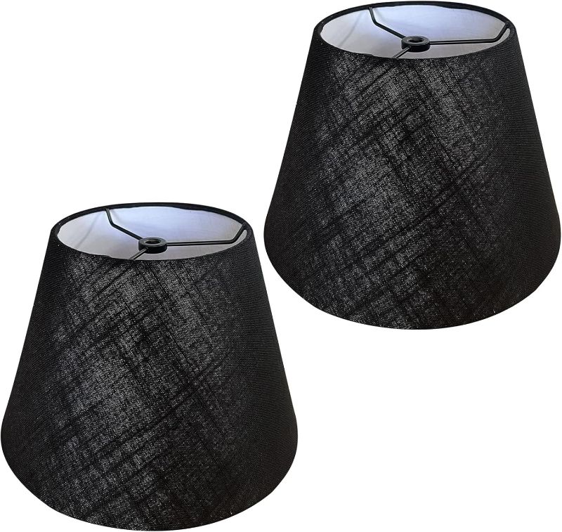 Photo 1 of Black Lamp Shades Set of 2, 6" Top x 10" Bottom x 7" High Small table lamp bedside lampshade,Fabric Handmade Modern Bell lamp shades