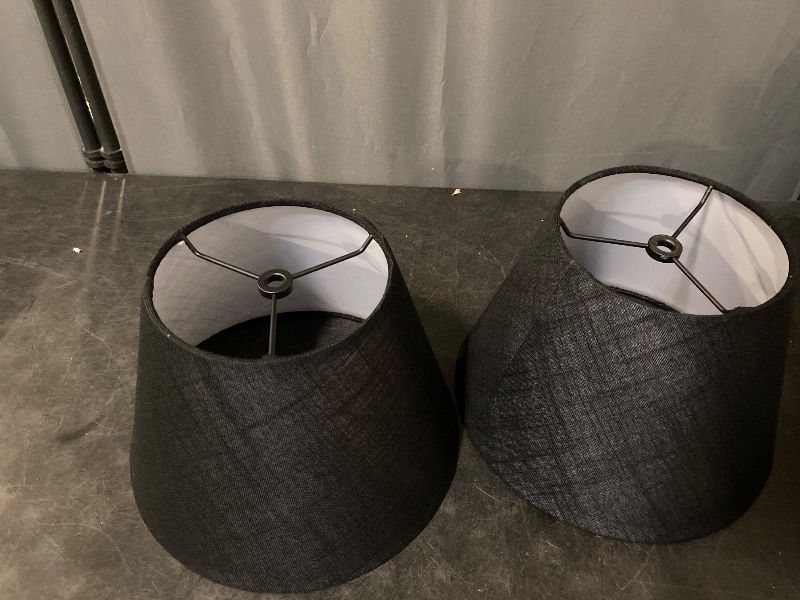 Photo 1 of Black Lamp Shades Set of 2, 6" Top x 10" Bottom x 7" High Small table lamp bedside lampshade,Fabric Handmade Modern Bell lamp shades