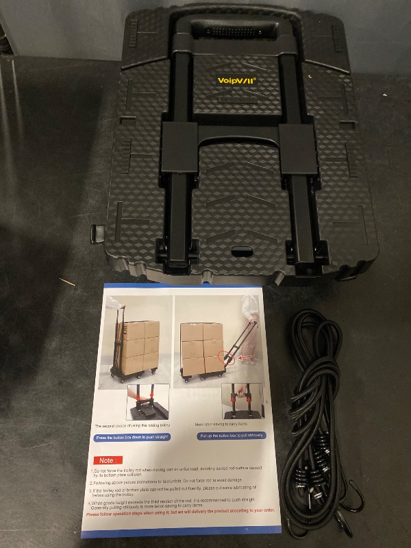 Photo 1 of Folding Hand Truck 500lbs, Portable Heavy Duty Dolly Cart, 6 Wheels Collapsible Luggage Cart with 2 Elastic Ropes - Compact Trolley Cart for Easy Moving - Ideal Hand Cart for Travel and More