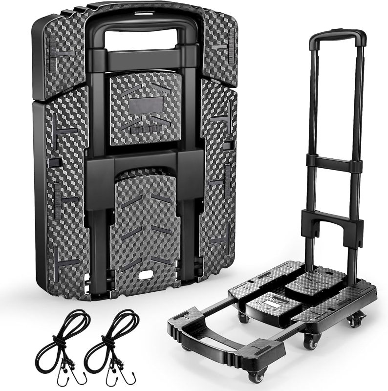 Photo 1 of Folding Hand Truck 500lbs, Portable Heavy Duty Dolly Cart, 6 Wheels Collapsible Luggage Cart with 2 Elastic Ropes - Compact Trolley Cart for Easy Moving - Ideal Hand Cart for Travel and More