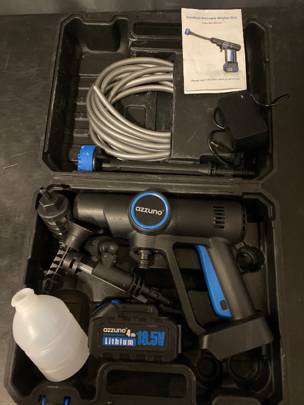 Photo 1 of Cordless Pressure Washer, 850PSI Portable Pressure Washer, 4000mAh Powerful Washer Cannon with 6-in-1 Nozzle, Handheld Power Small Cleaner for Car, Home Cleaning(LightBlue)