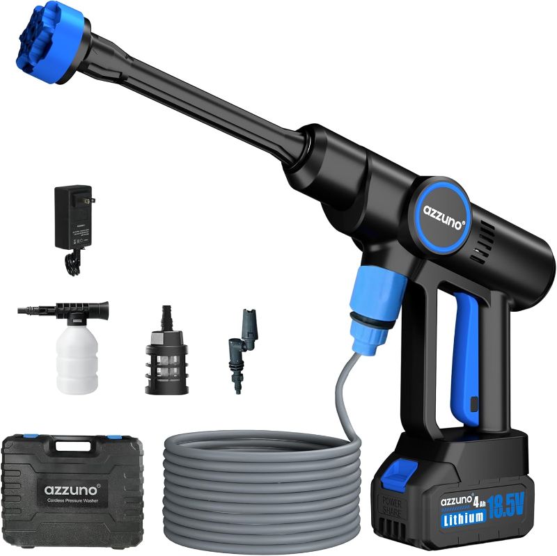 Photo 1 of Cordless Pressure Washer, 850PSI Portable Pressure Washer, 4000mAh Powerful Washer Cannon with 6-in-1 Nozzle, Handheld Power Small Cleaner for Car, Home Cleaning(LightBlue)