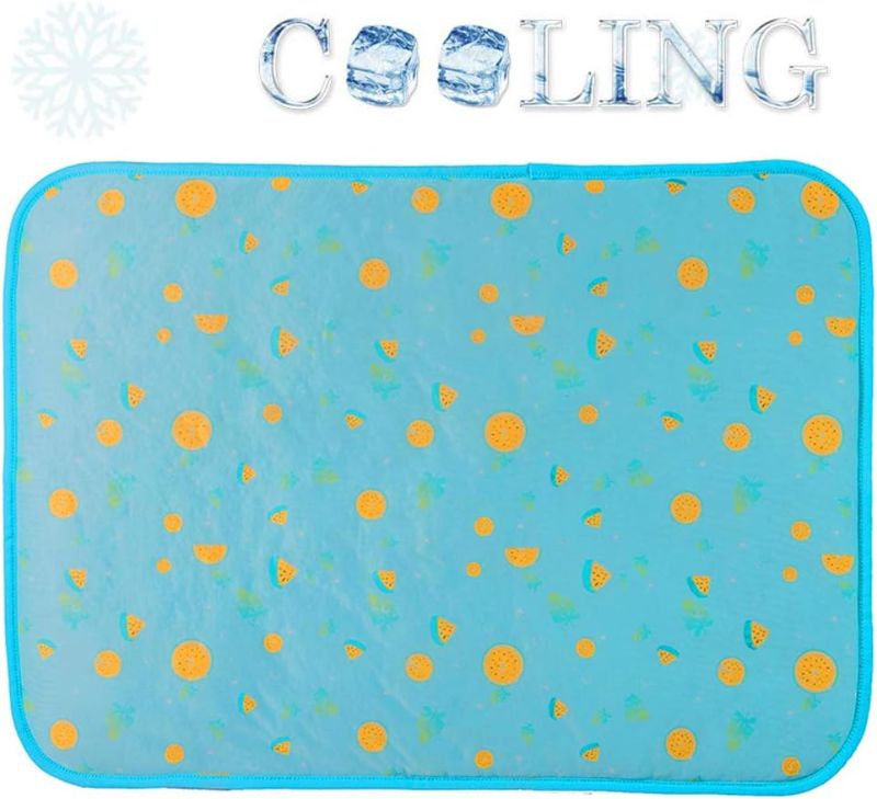 Photo 1 of Dog Ice Pad Ice Silk Cats Kennel Mat Pet Cooling Pad Summer Cool Bamboo Mat Breathable Pad (Blue Fruit, L)