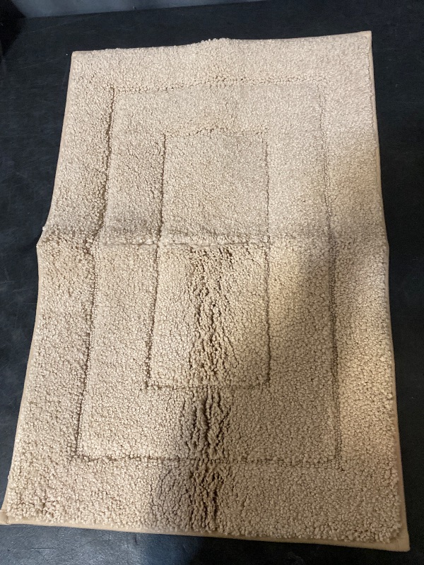 Photo 1 of Bathroom Rug 24x16, Non Slip Washable Bath Mat for Shower Floor, Absorbent Soft Bathmat with Rubber Backing, Quick Dry Microfiber Carpet, Beige