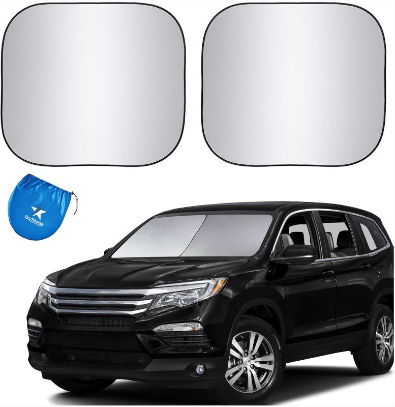 Photo 1 of EzyShade Windshield Sun Shade with Shield-X Reflective Technology. See Vehicle Size-Chart. Foldable Car Sunshade for Front Windshield Window Car SUV Van Truck. Sun Visor Heat Shield. Max (L) Size