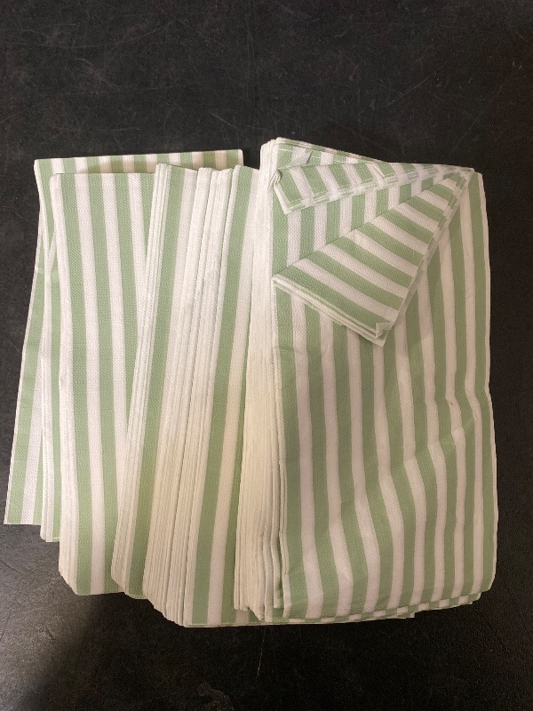 Photo 1 of 100ct Sage Napkins Green Striped Paper Napkins Decorative Dinner Napkin Guest Hand Towels for Bathroom Sage Wedding Shower Green Napkins Ticking Stripes Decorative Pastel Boho Napkin