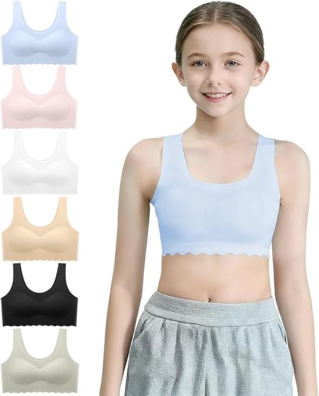Photo 1 of 12-14 Years Demifill Teen Girls Seamless Sports Bra Tagless No Show Training Bra with Removable Padding Bras for Teens Multipack