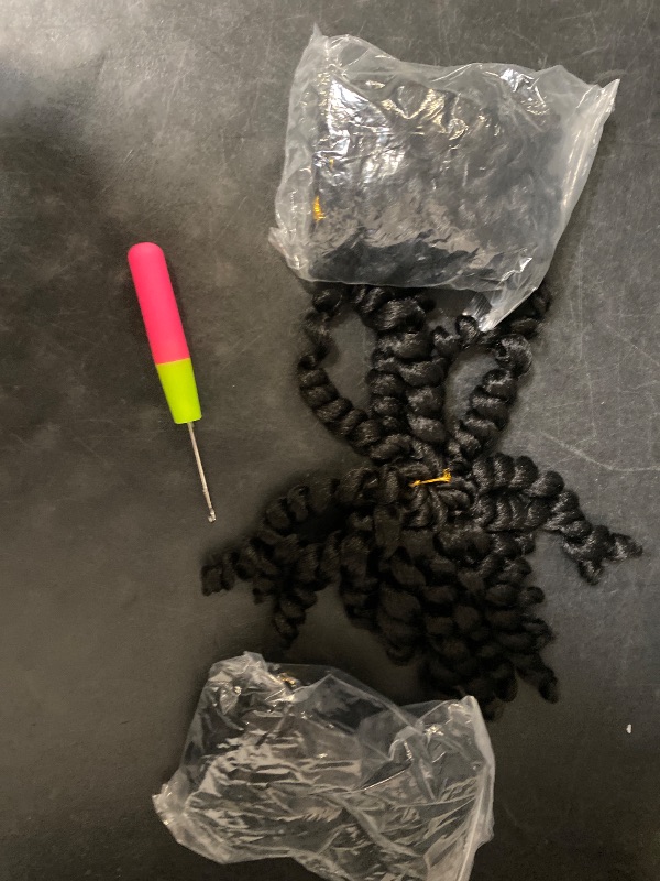 Photo 1 of Crochet Braids Hair 8 Inch Jamaican Bounce Wand Curl Crochet Hair Curly Bounce Crochet Braids Hair Extension Twist Crochet Hair (3 PCS, 1B)