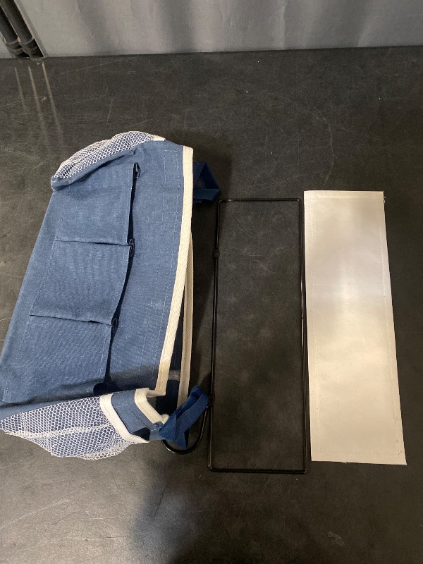 Photo 1 of Bedside Caddy Bedside Organizer Bedside Storage Caddy with Fixed Straps and Water Bottle Holder for Home College Dorm Bunk Bed Hospital Bed Crib Bed Rails (Navy Blue)