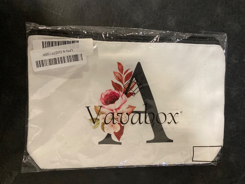 Photo 1 of A-Z Personalized Makeup Bag, Birthday Gifts for Women Mom, Gifts for Best Friend, Bride Bridesmaid Cosmetic bag (A, White)