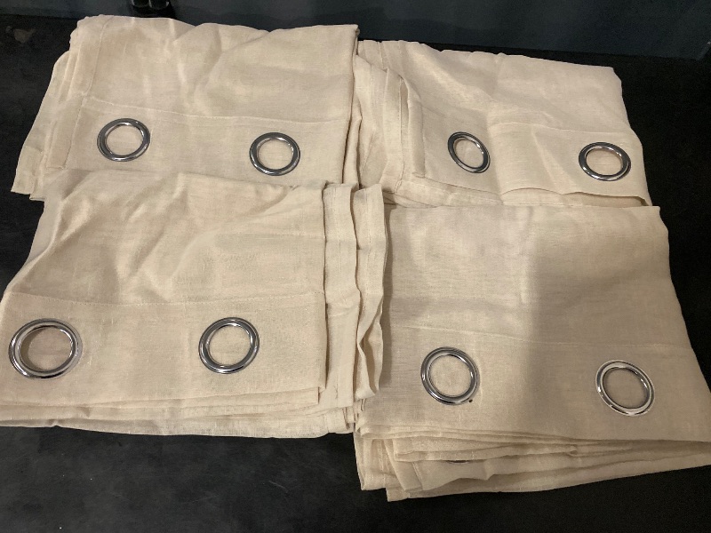 Photo 1 of 4 Pack Beige Linen Curtains 84 Inch Length 2 Panels for Living Room, Light Filtering Boho Window Treatments Semi Sheer Neutral Thick Drapes with Bronze Grommet for Bedroom/Farmhouse, 52 X 84 Inch