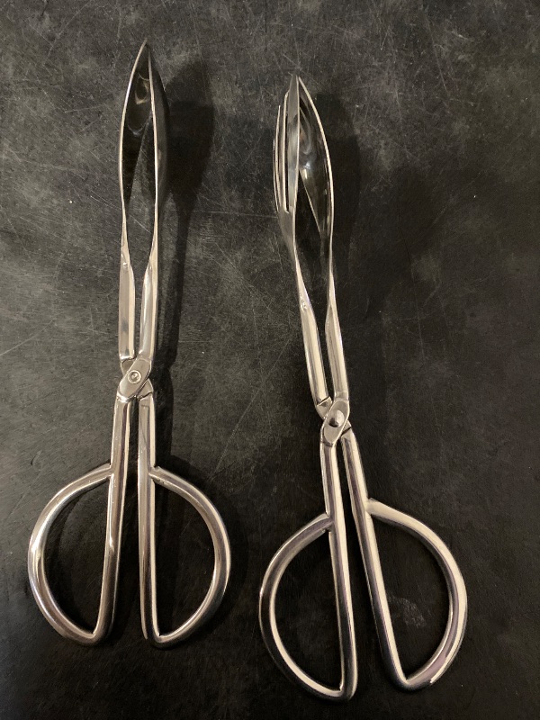 Photo 1 of 2 Pcs Serving Tongs, 10 Inch Buffet Tongs, Stainless Steel Kitchen Tong with Comfort Grip for Salads, Appetizers, Cake, Bread, Cooking, Party, Barbecue, Desserts, Ice