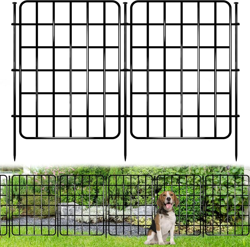 Photo 1 of 30ft x 22in Garden Fence Animal Barrier, 28 Panels No Dig Fence Border, Rustproof Metal Decorative Garden Fence with Ground Stake, Flower Bed Edging Border for Dog, Rabbit, Outdoor Yard Patio Decor