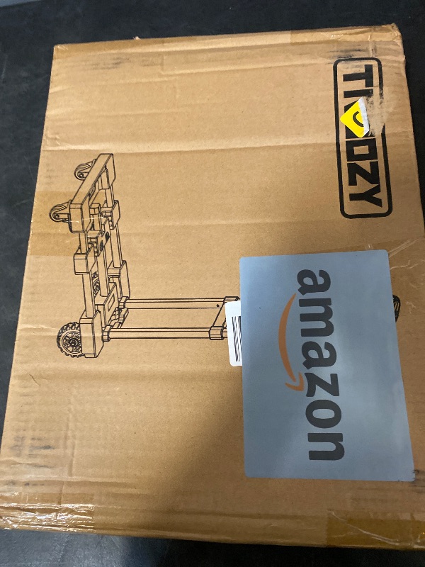 Photo 1 of Folding Hand Truck 500 LB, Portable Heavy Duty Dolly Cart with 4 Wheels (2 with Brake) & Extendable 26" Plate, Collapsible Luggage Trolley with 2 Elastic Straps for Travel, Moving, Camping